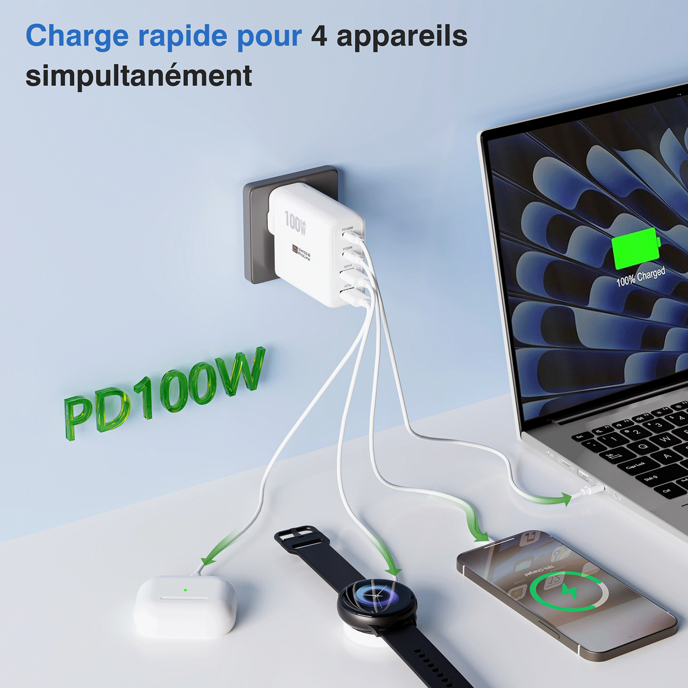 Chargeur 4en1 rapide avec cable USB-C inclus – Image 4