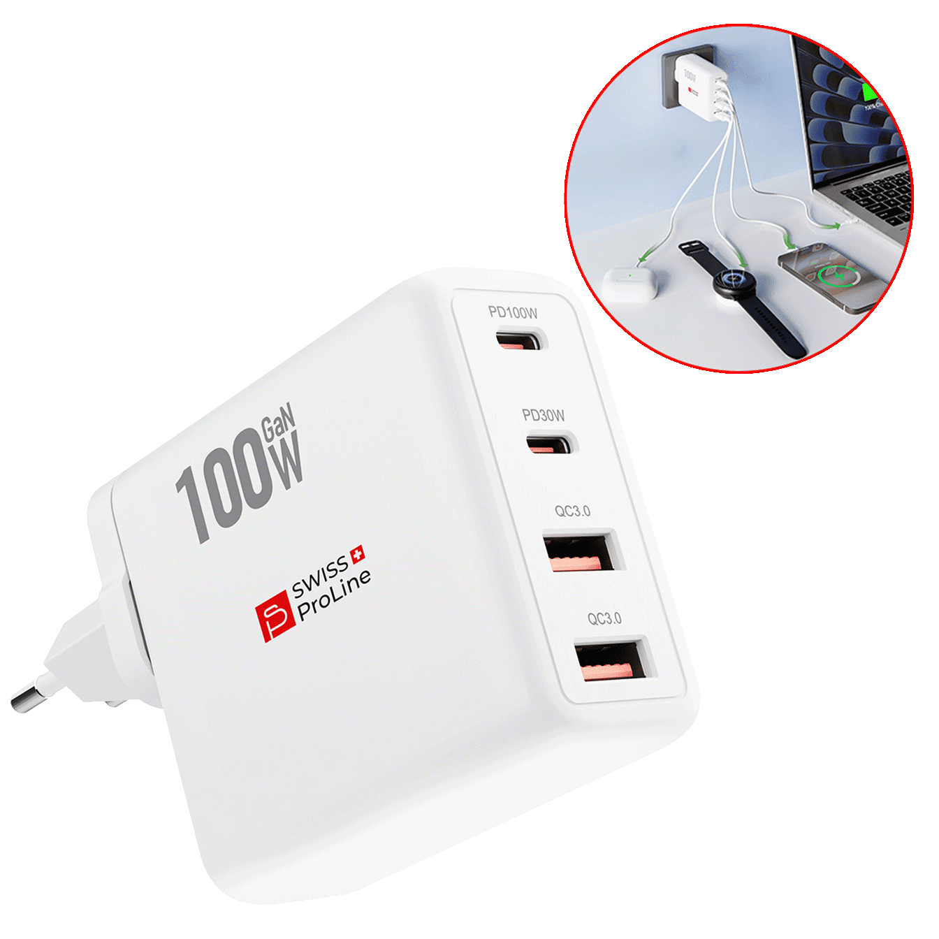 Chargeur 4en1 rapide avec cable USB-C inclus