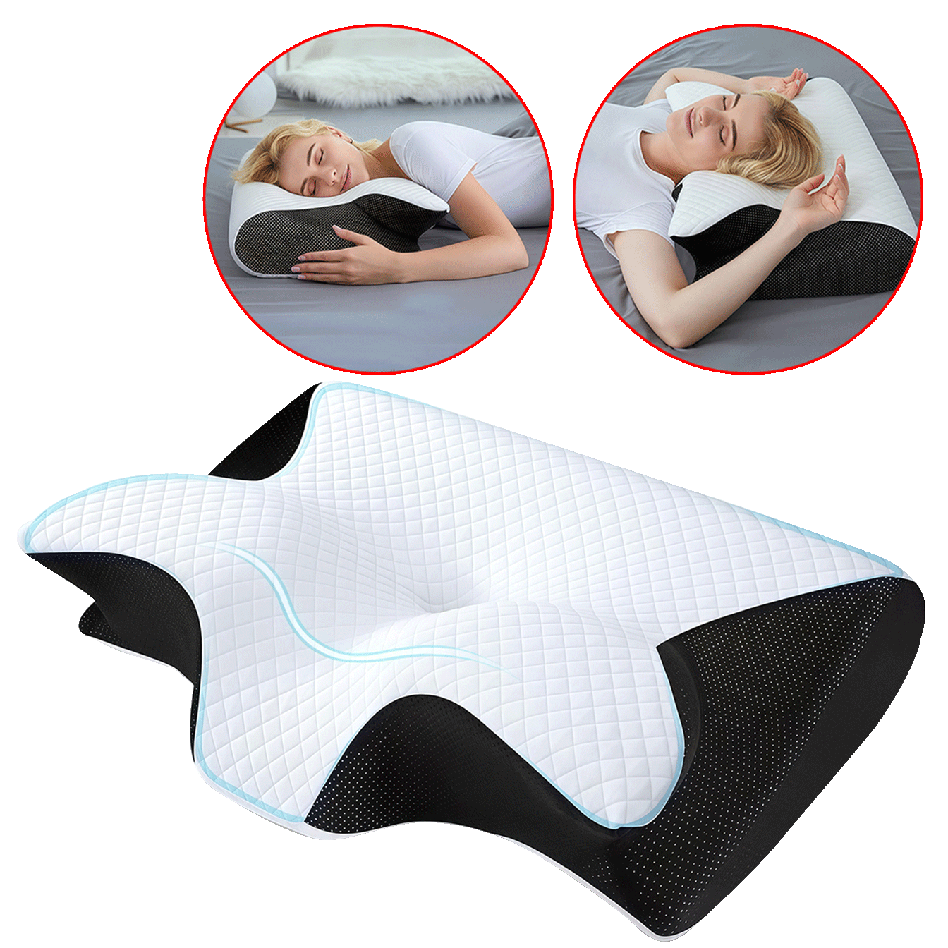 Oreiller cervical à mémoire de forme 4en1