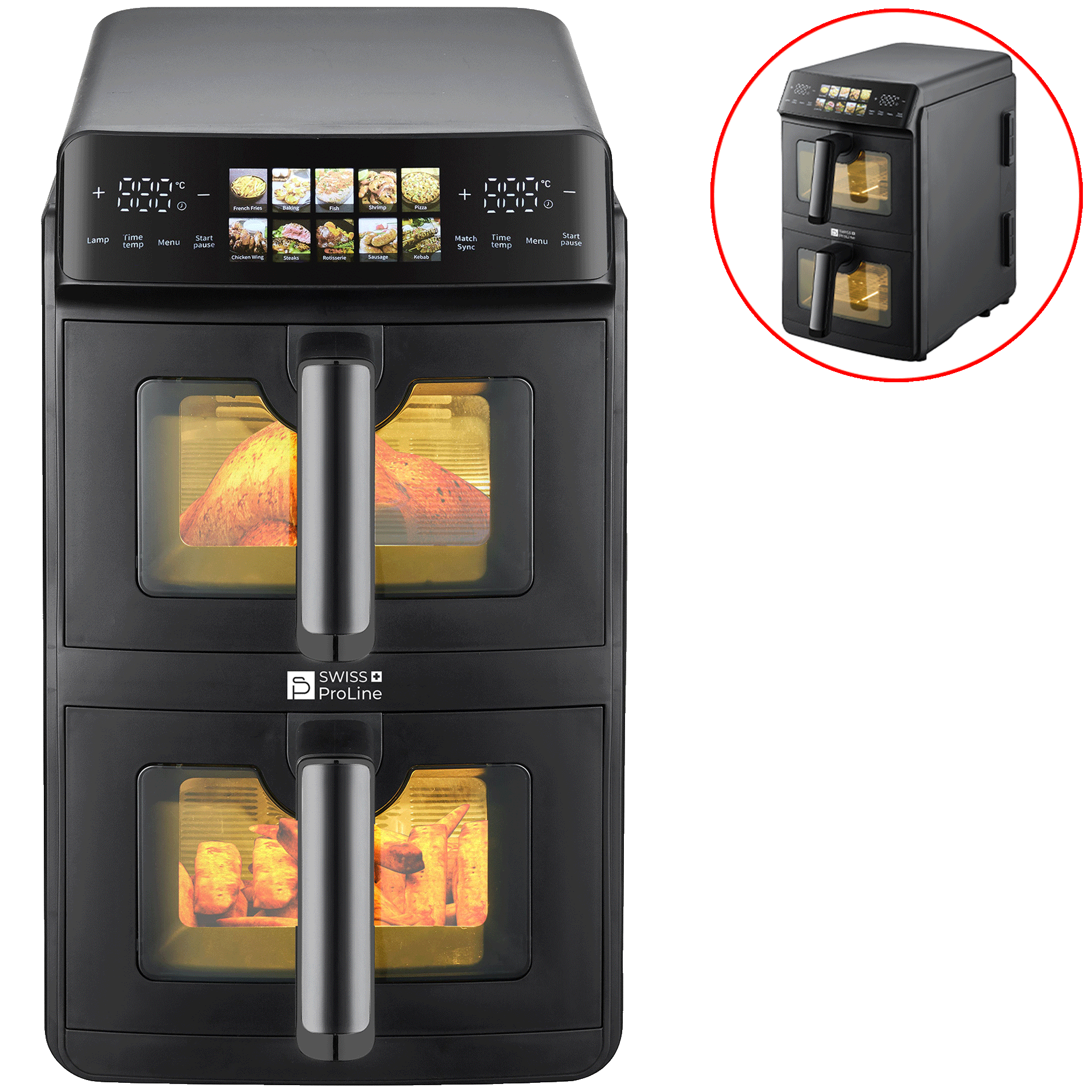 Friteuse à air chaud Air Fryer 10L (sans huile) avec double compartiments superposés